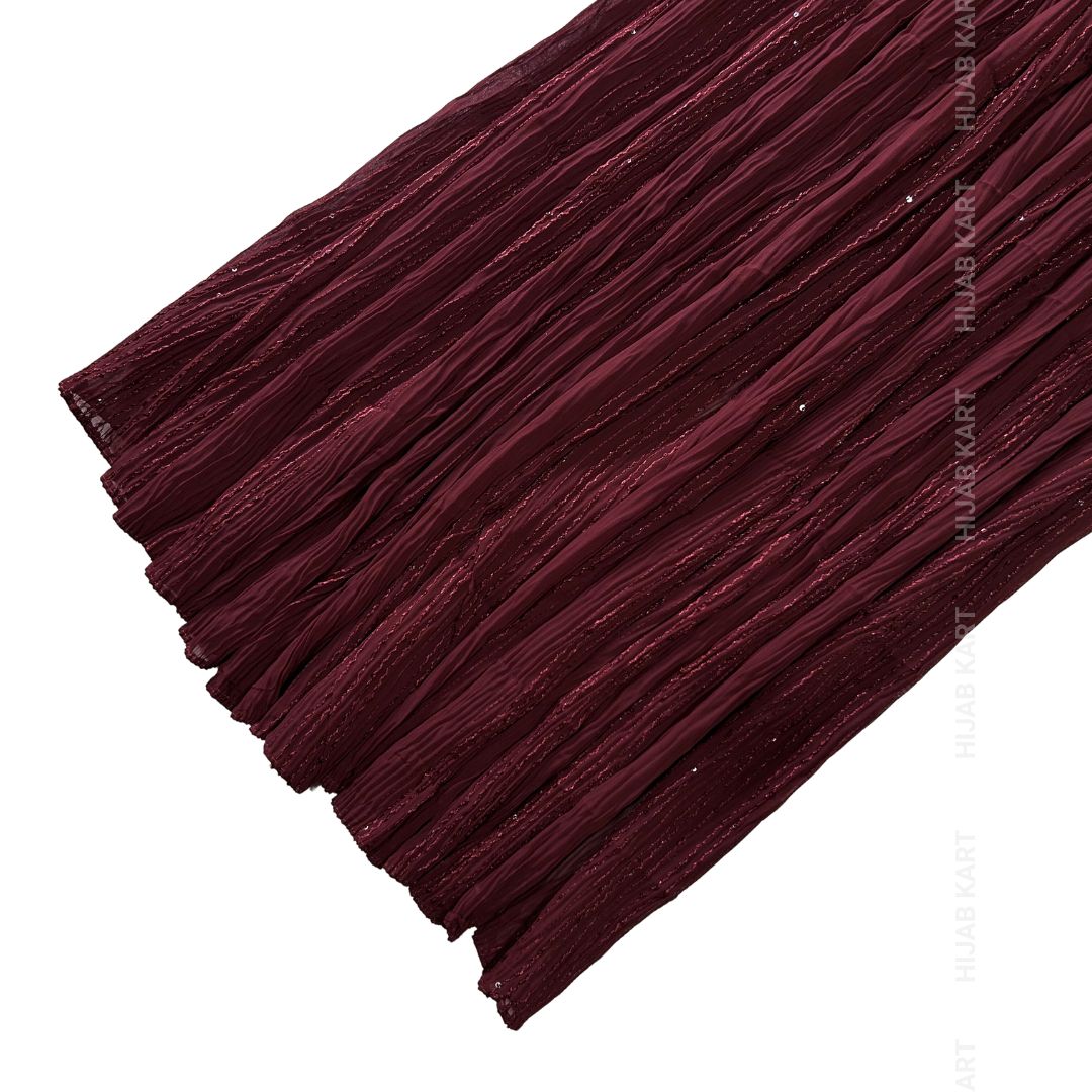 Maroon- Georgette Crushed Sequins Hijab