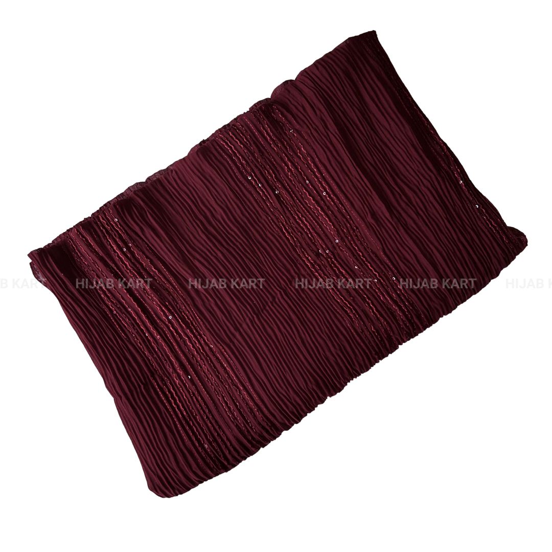 Maroon- Georgette Crushed Sequins Hijab