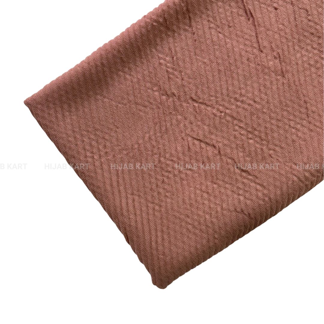 Coral Peach-Basketweave Cotton Pleated Hijab