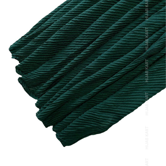 Dark Teal Green-Basketweave Cotton Pleated Hijab