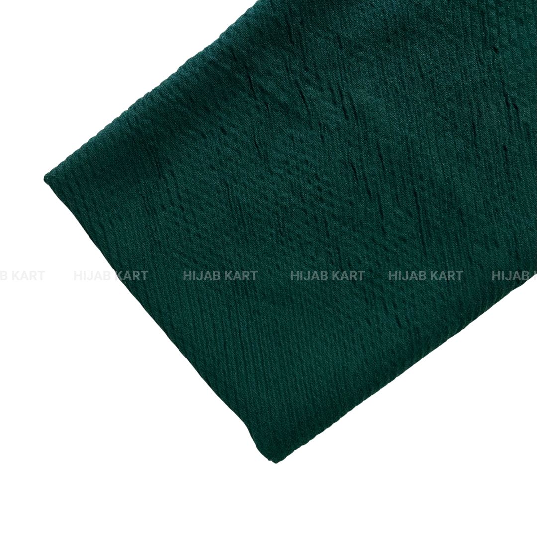 Dark Teal Green-Basketweave Cotton Pleated Hijab