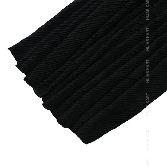 Black-Basketweave Cotton Pleated Hijab