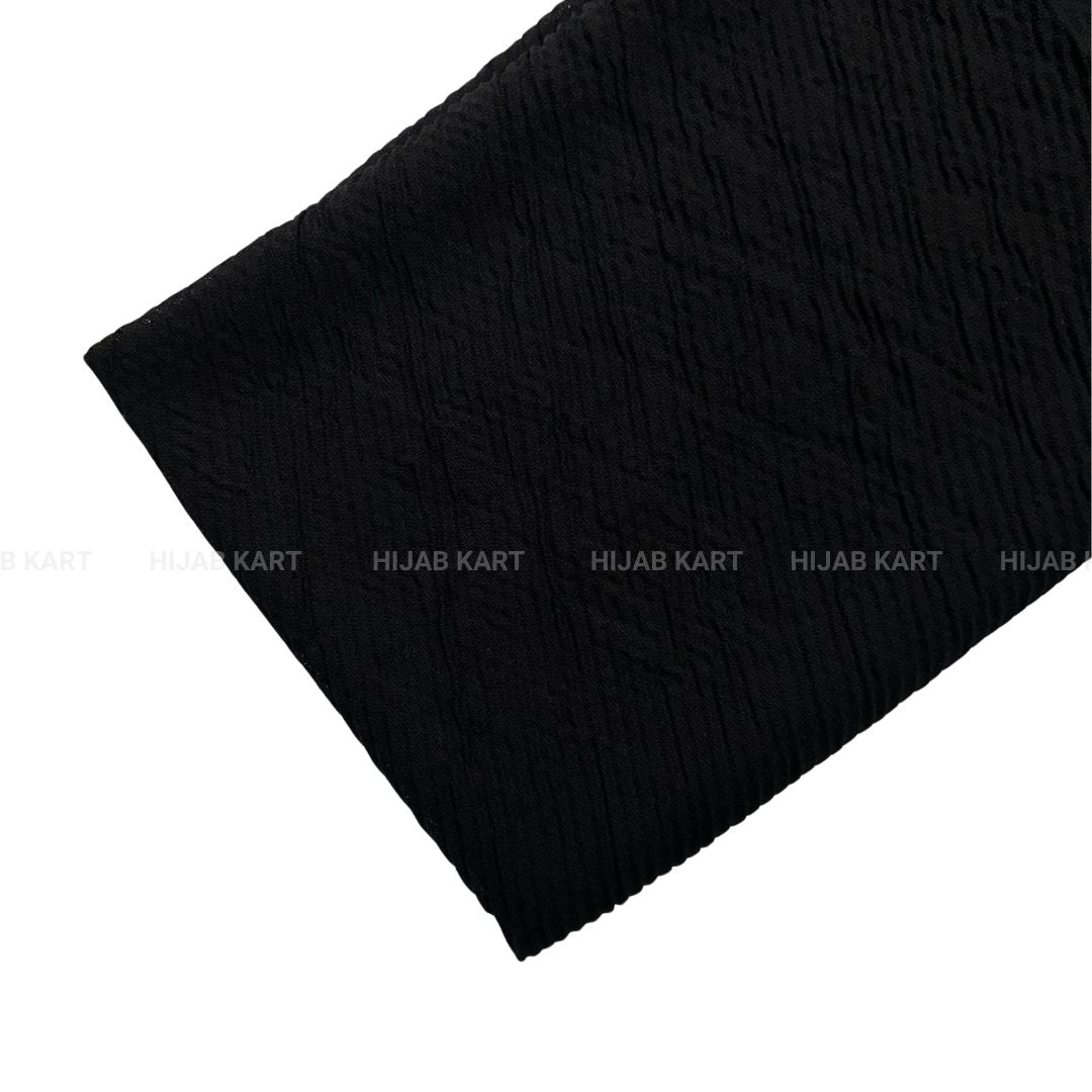Black-Basketweave Cotton Pleated Hijab