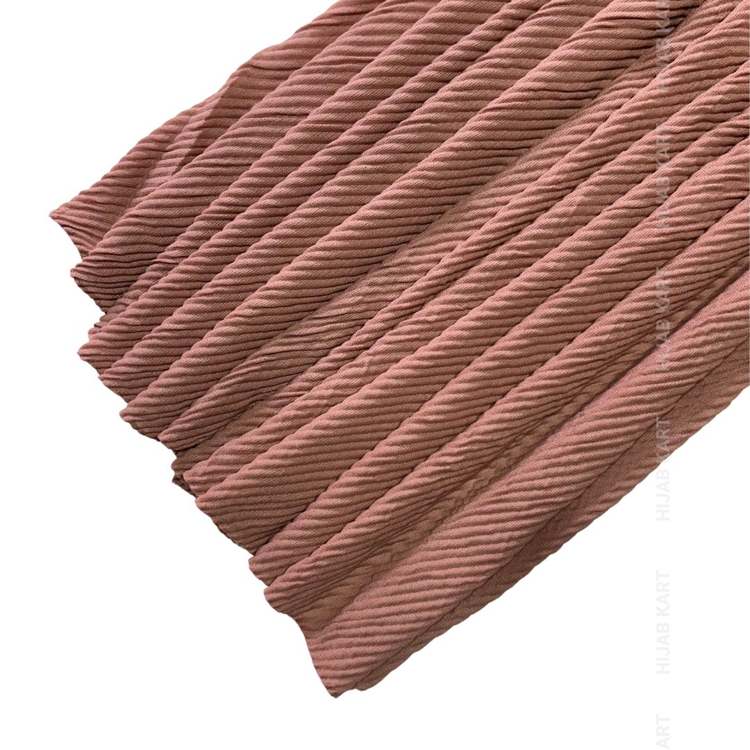 Coral Peach-Basketweave Cotton Pleated Hijab