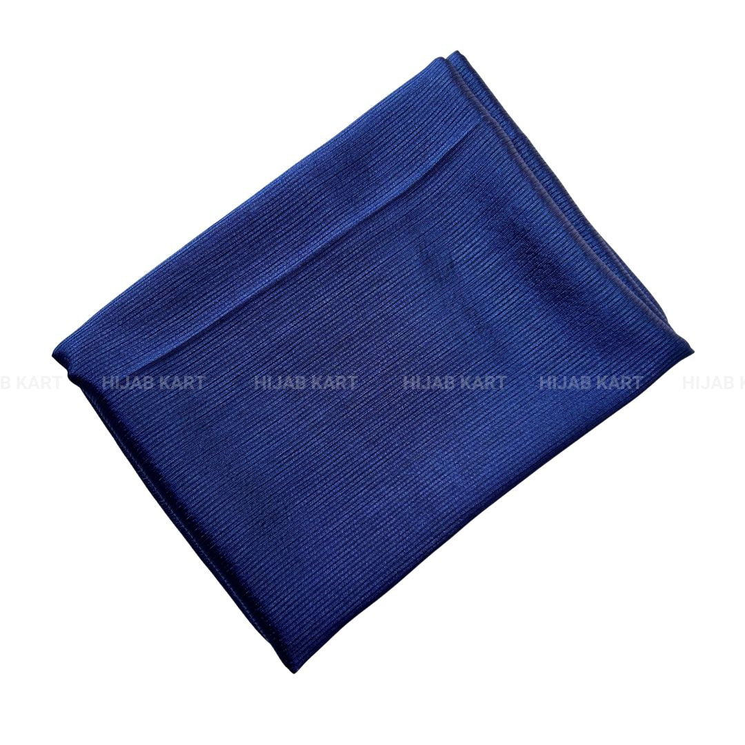 Navy Blue- Ribbed Caramel Satin Hijab
