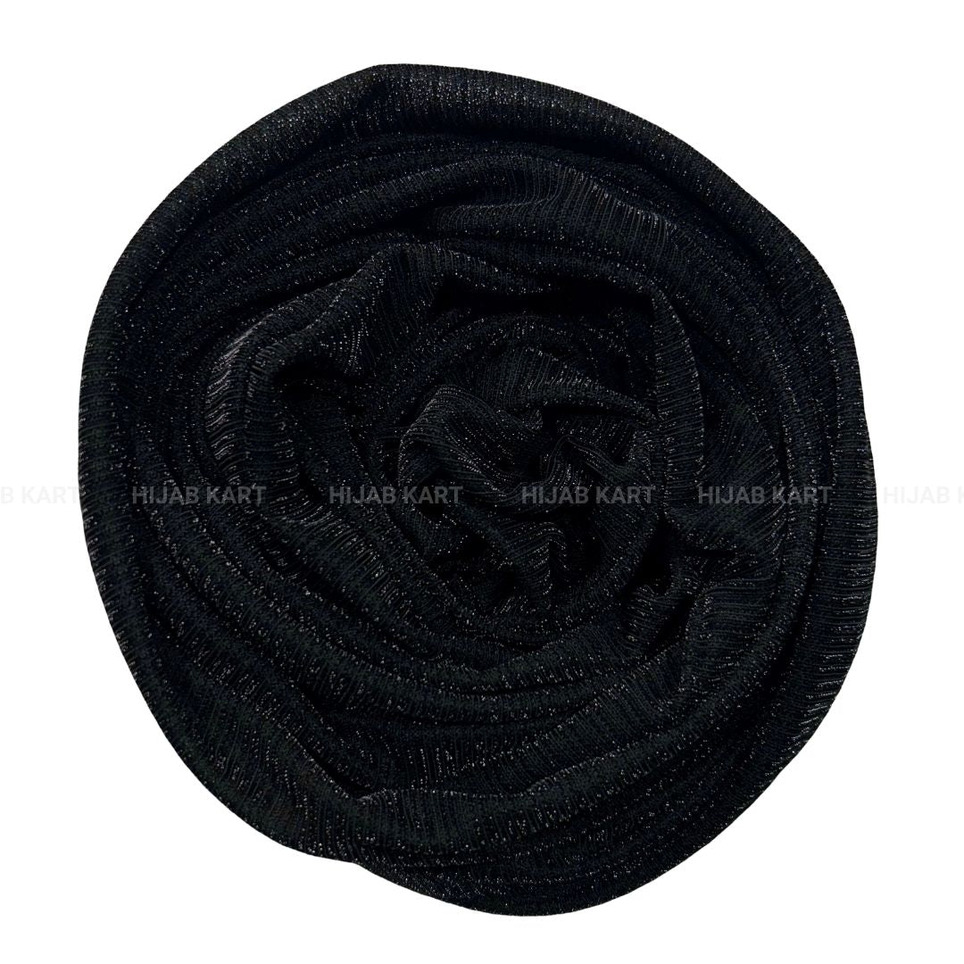 Rich Black- Textured Metallic Shimmer Hijab 2.0