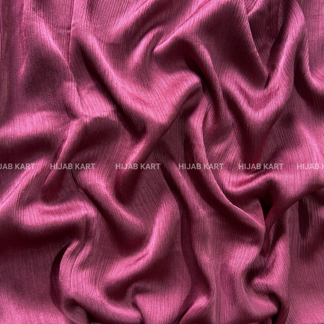 Textured Crepe Satin Hijab- Deep Pink