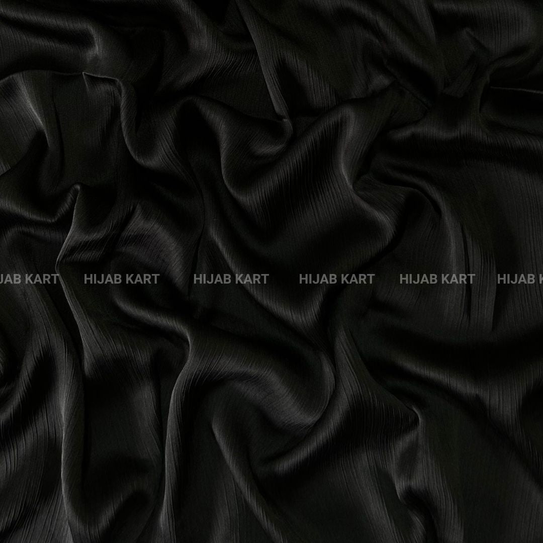 Textured Crepe Satin Hijab- Rich Black