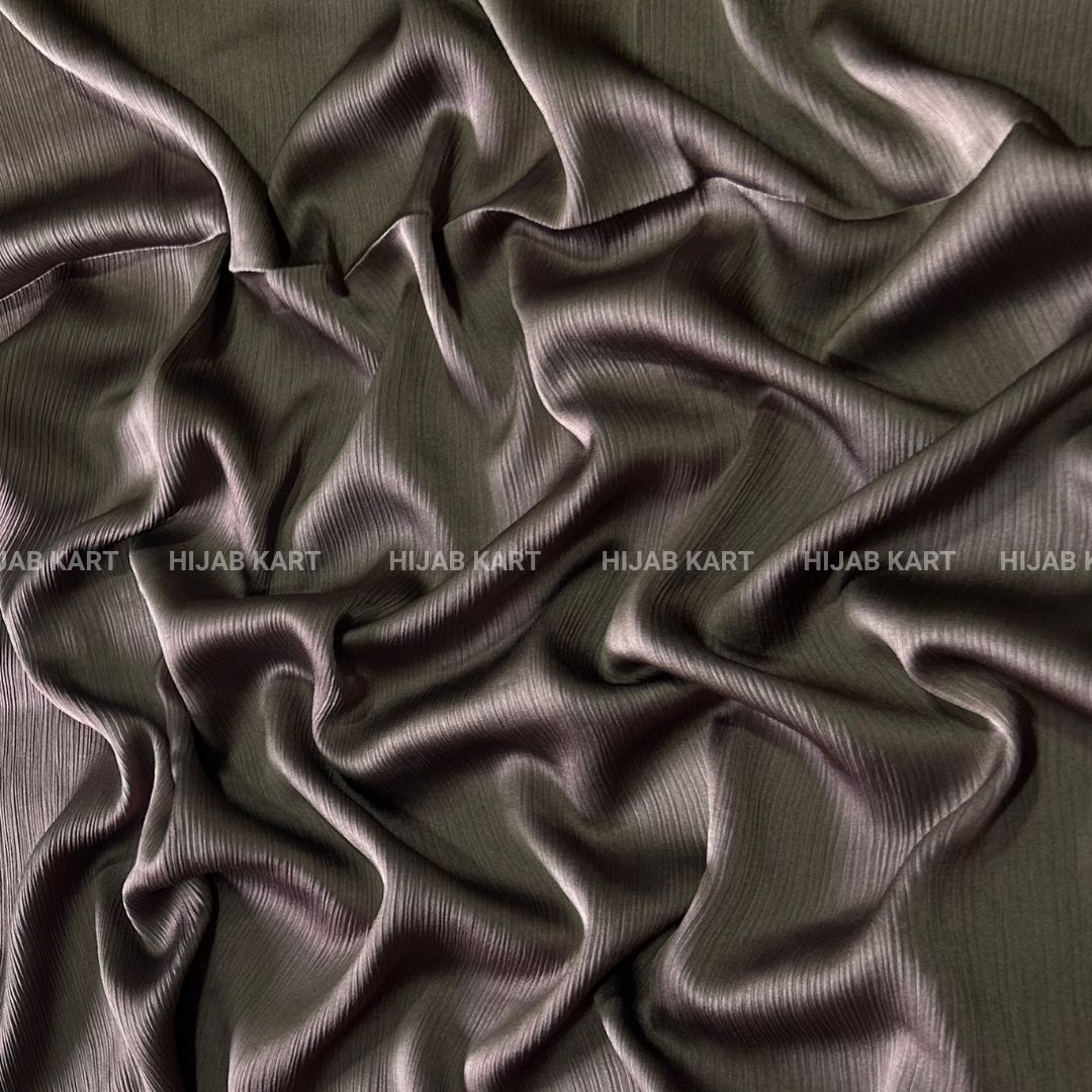 Textured Crepe Satin Hijab- Coffee Brown