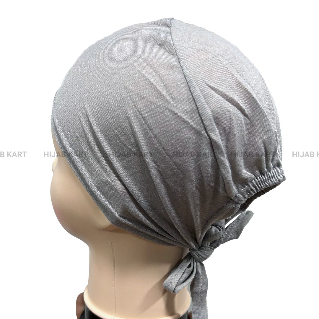 Tie-back Hijab Cap- Grey