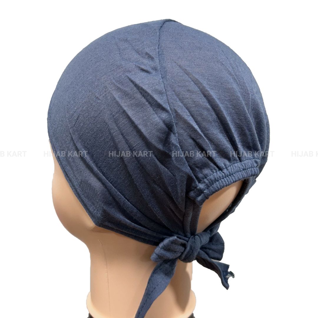 Tie-back Hijab Cap- Bluish Grey