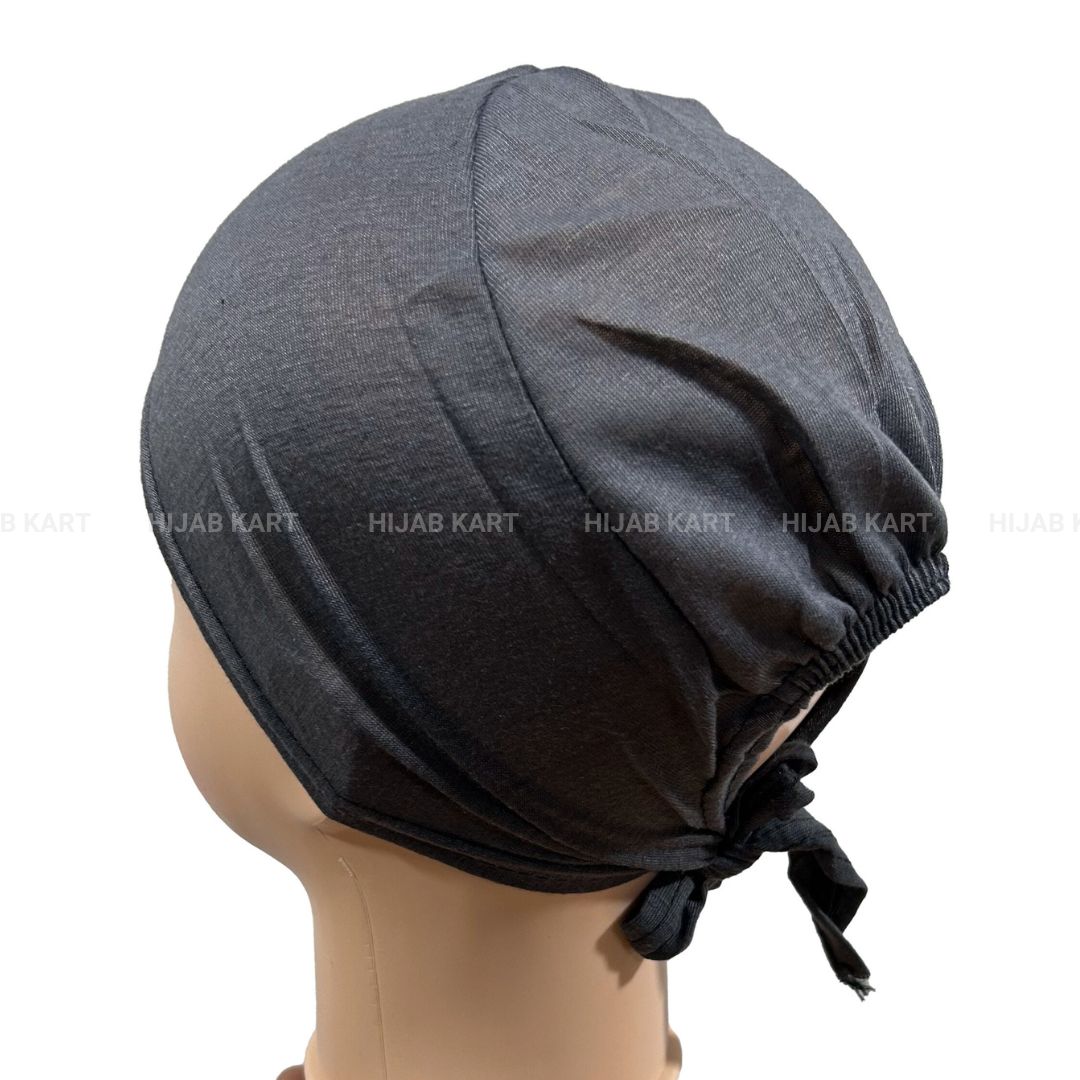 Tie-back Hijab Cap- Charcoal Grey