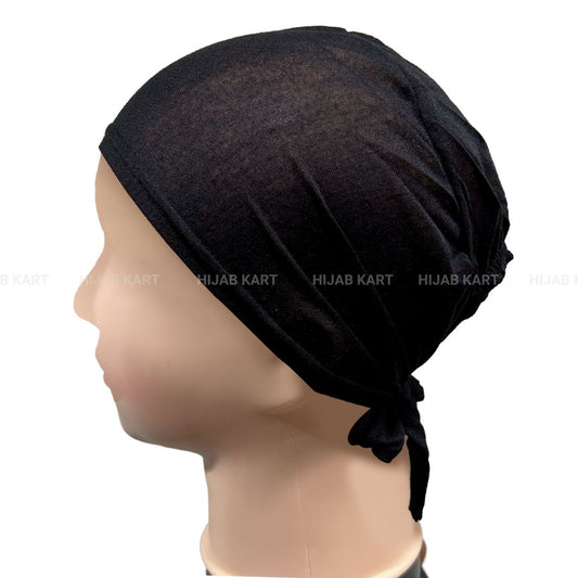 Tie-back Hijab Cap- Black