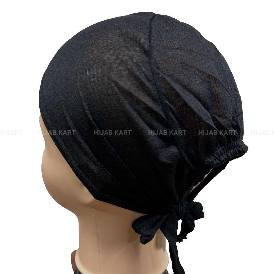 Tie-back Hijab Cap- Black