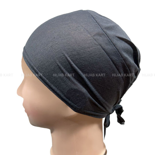 Tie-back Hijab Cap- Charcoal Grey