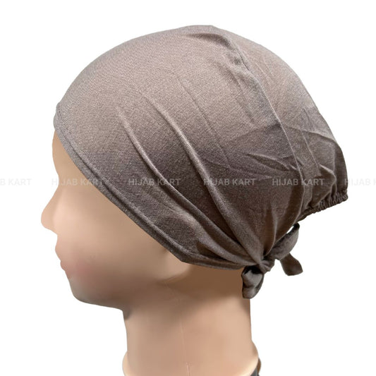 Tie-back Hijab Cap- Fossil Grey