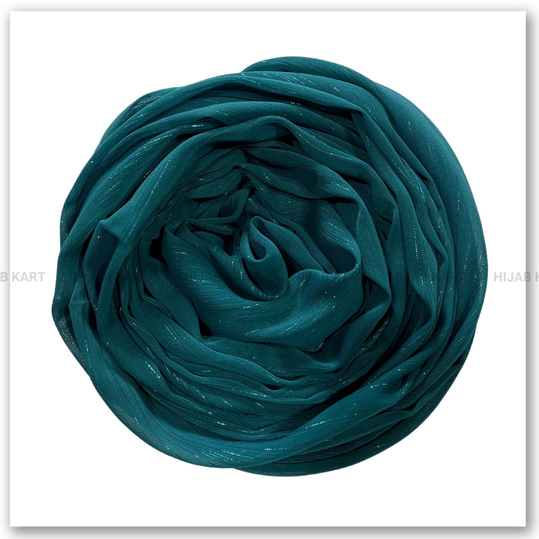 Georgette Shimmer Line Hijab- Teal Green