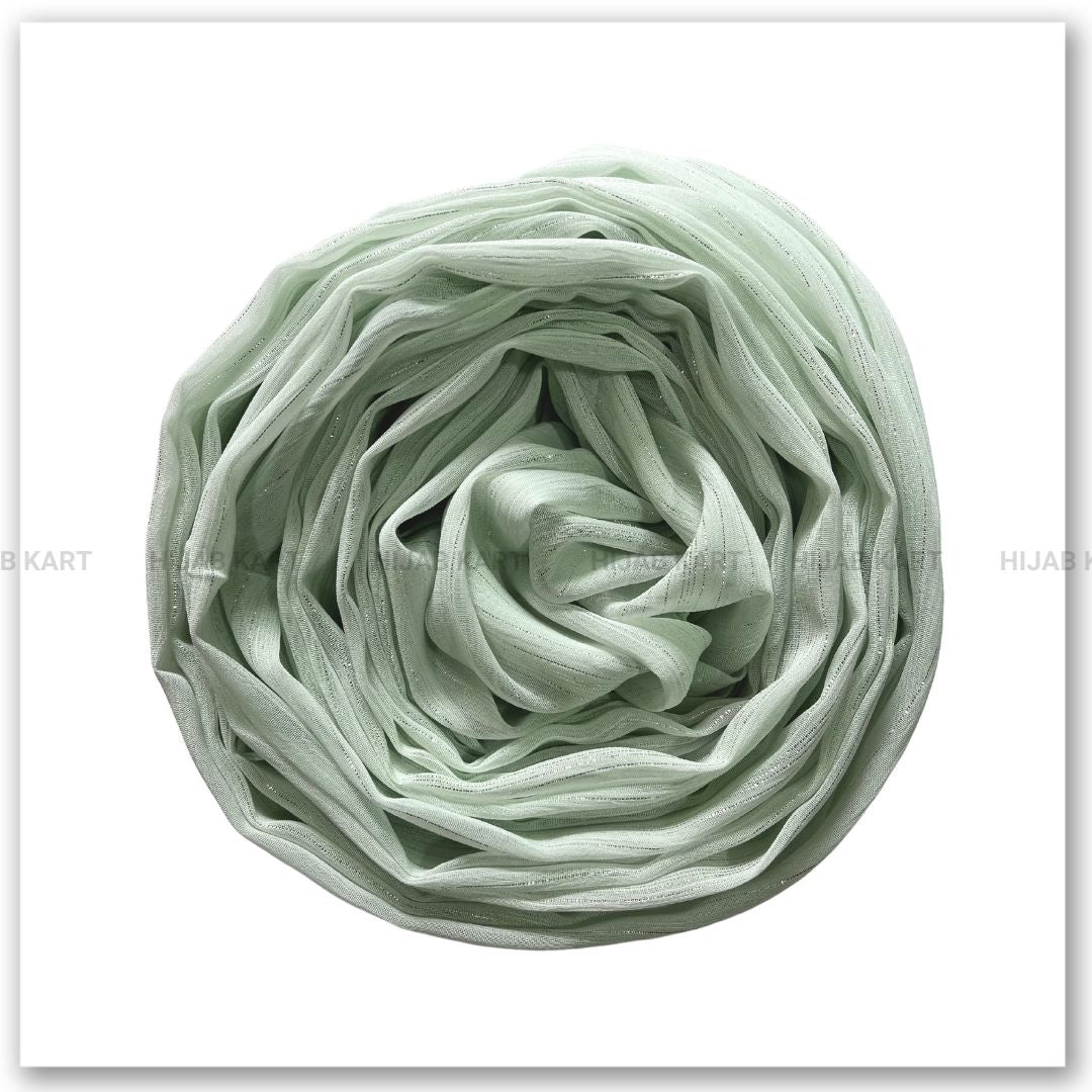 Georgette Shimmer Line Hijab- Mint Green