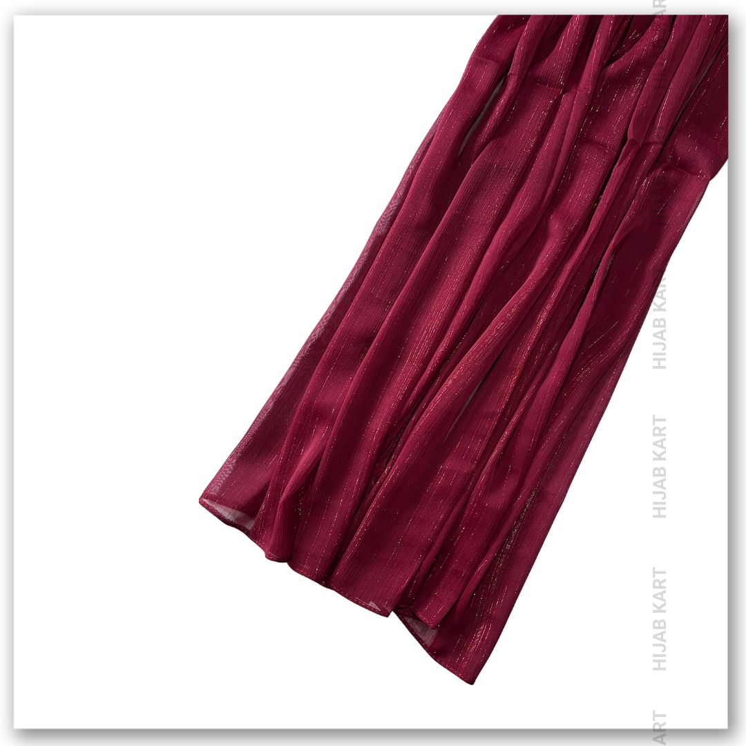 Georgette Shimmer Line Hijab- Burgundy