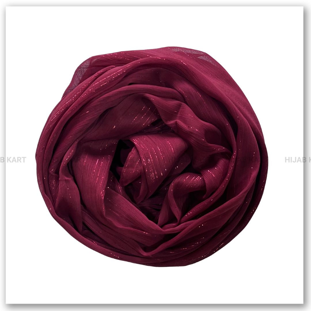 Georgette Shimmer Line Hijab- Burgundy