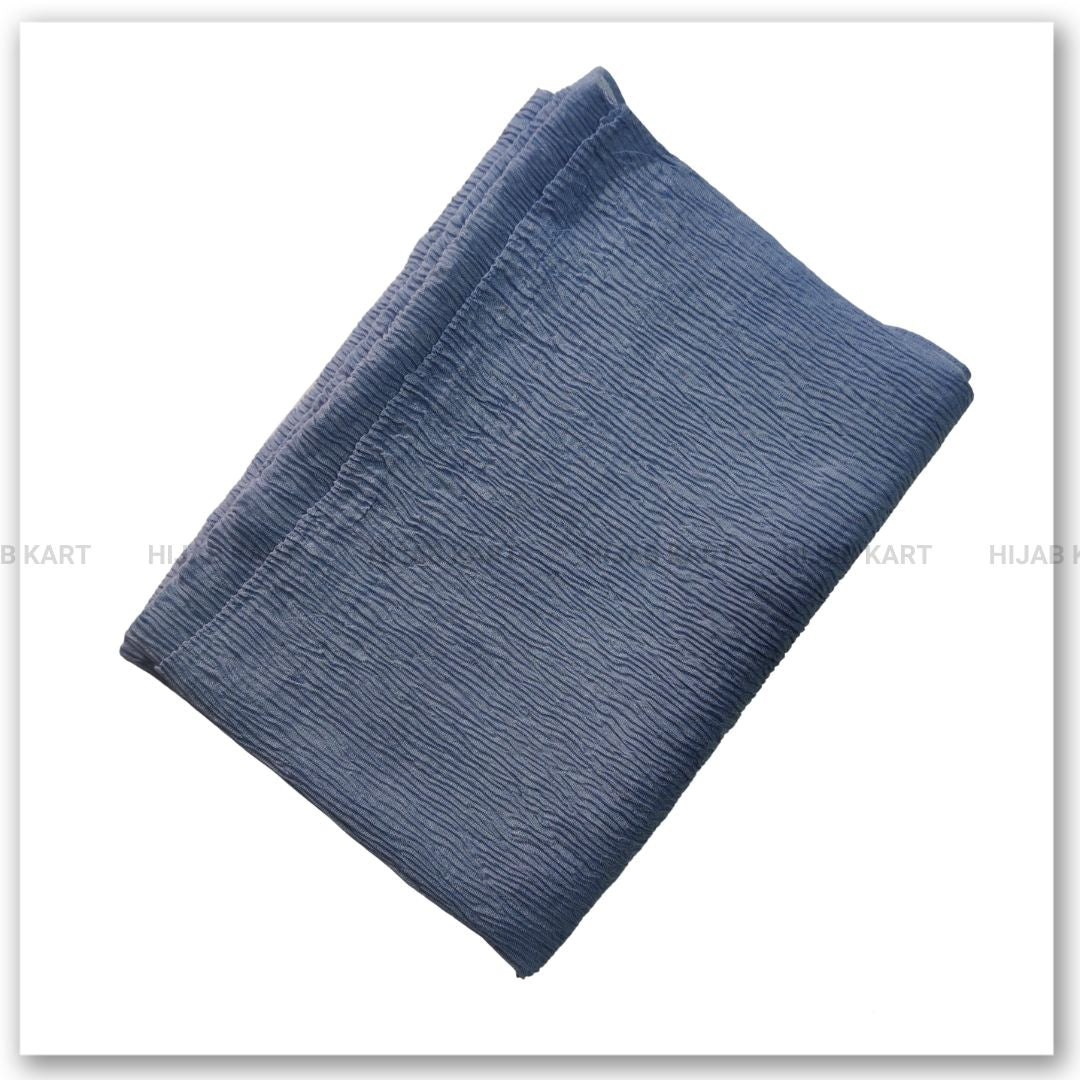 Cotton Crushed Hijab | Cotton Crinkled Hijab | Denim Color Hijab