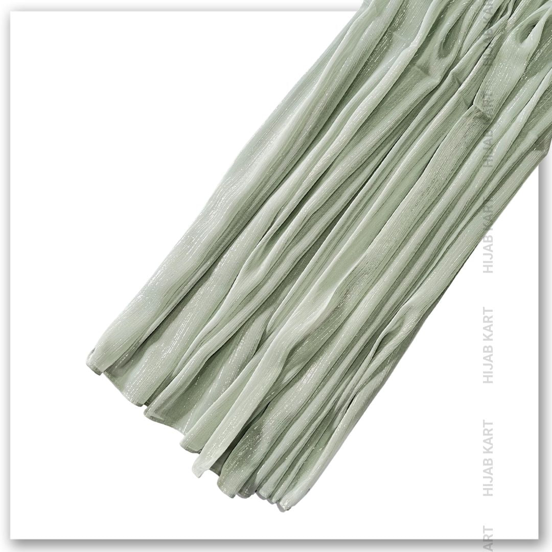 Georgette Shimmer Line Hijab- Fern Green
