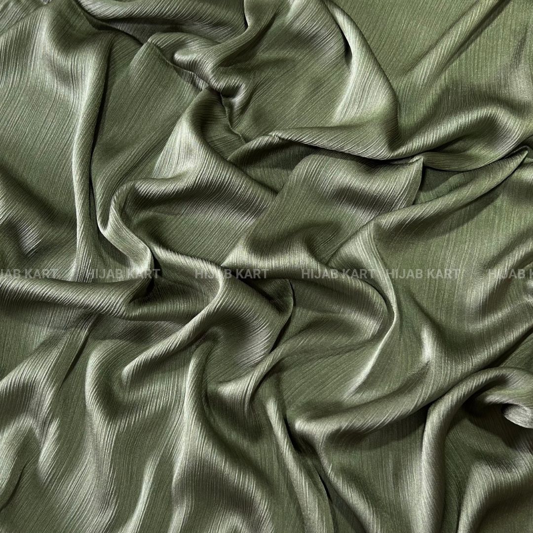 Sage Green Color Crepe Satin Hijab | Party Wear Hijab | Wedding Hijab | Eid Hijab