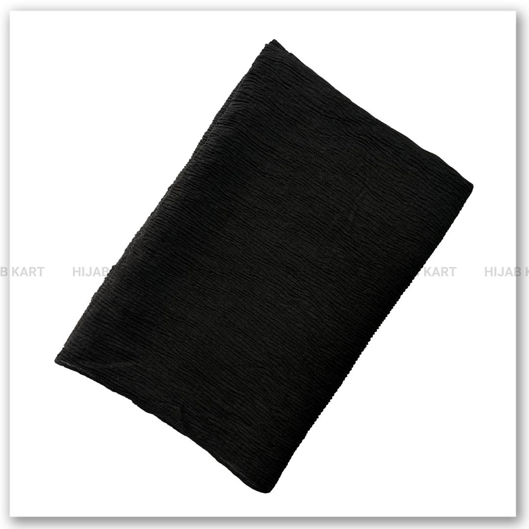 Cotton Crushed Hijab | Cotton Crinkled Hijab | Black Color Hijab