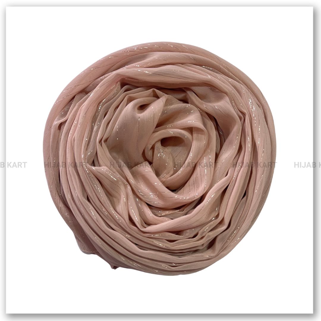 Georgette Shimmer Line Hijab- Blushing Peach