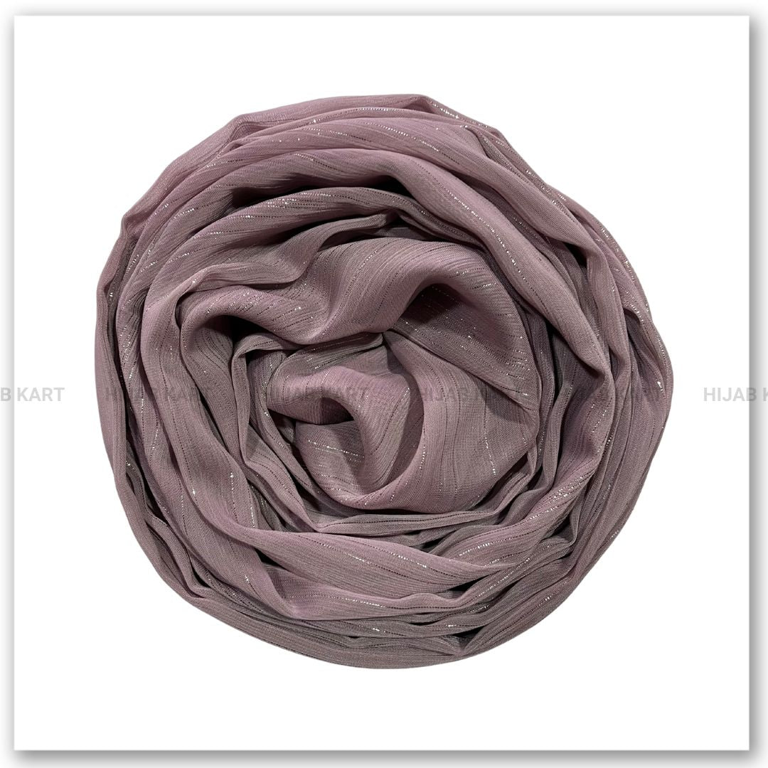 Georgette Shimmer Line Hijab- Mauve