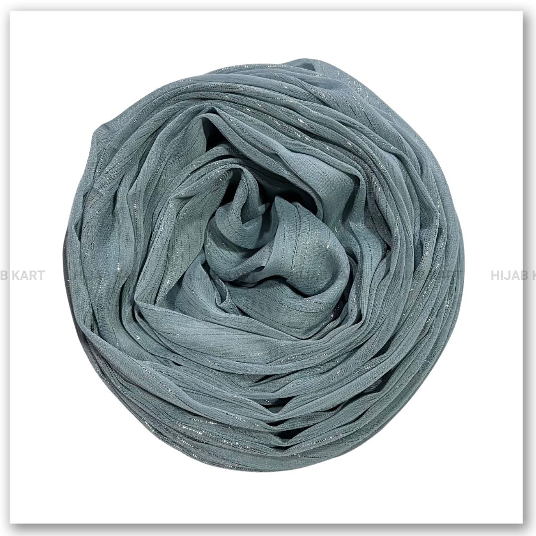 Georgette Shimmer Line Hijab- Light Steel Blue