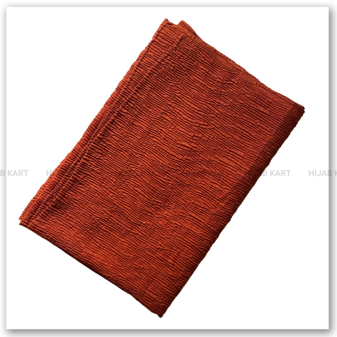 Cotton Crushed Hijab | Cotton Crinkled Hijab | Orange Color Hijab