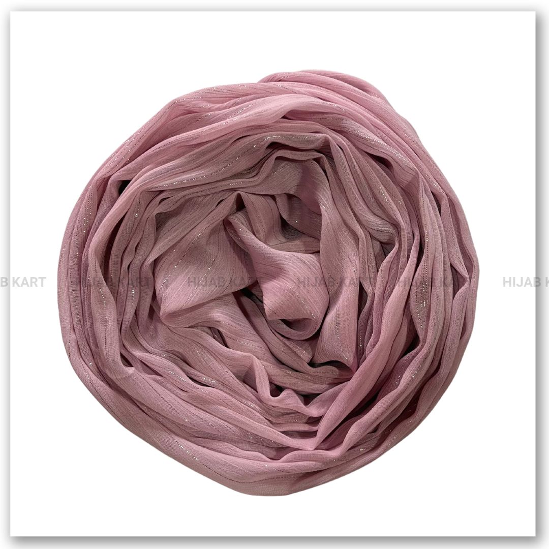 Georgette Shimmer Line Hijab- Pink