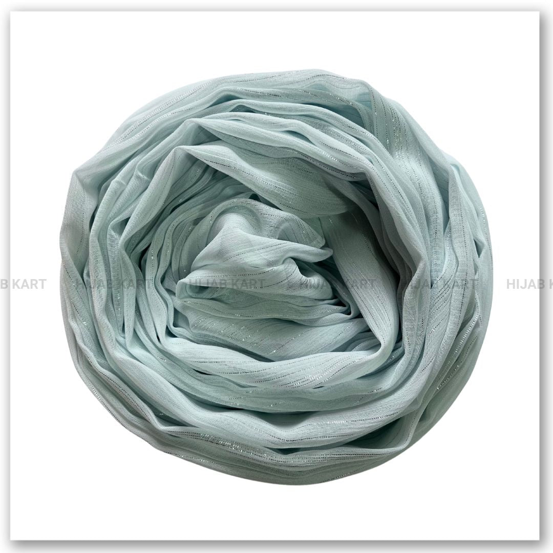 Georgette Shimmer Line Hijab- Light Mint