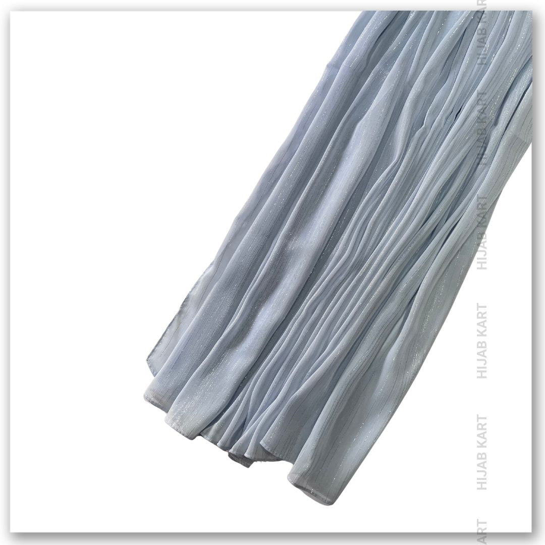 Georgette Shimmer Line Hijab- Light Blue
