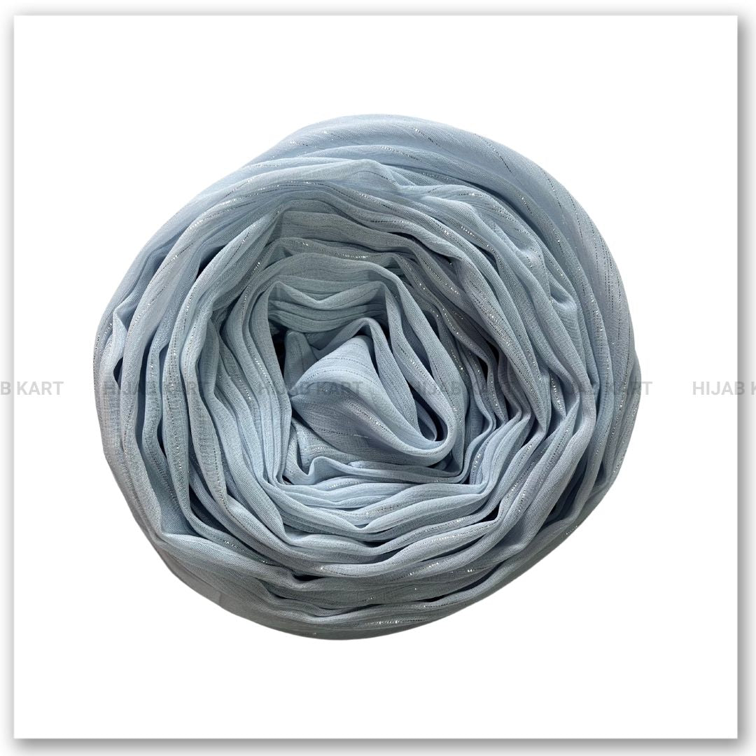 Georgette Shimmer Line Hijab- Light Blue
