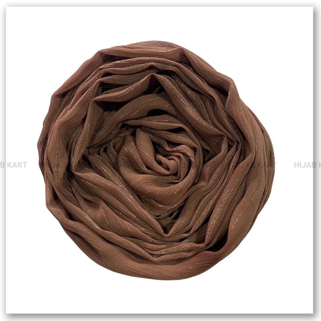Georgette Shimmer Line Hijab- Coffee Brown