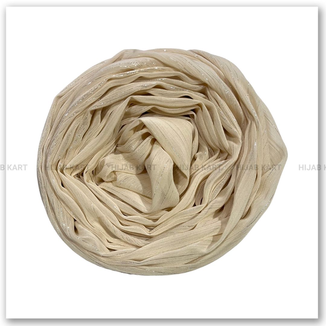Georgette Shimmer Line Hijab- Cream