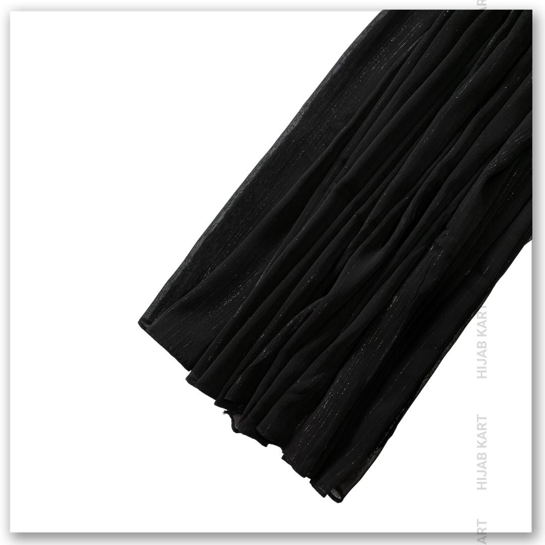 Georgette Shimmer Line Hijab- Black