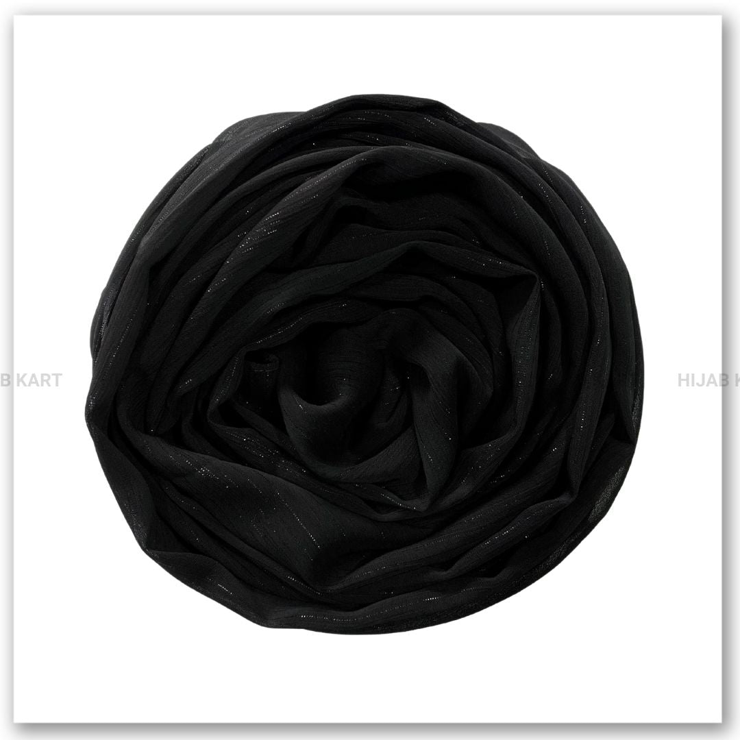 Georgette Shimmer Line Hijab- Black