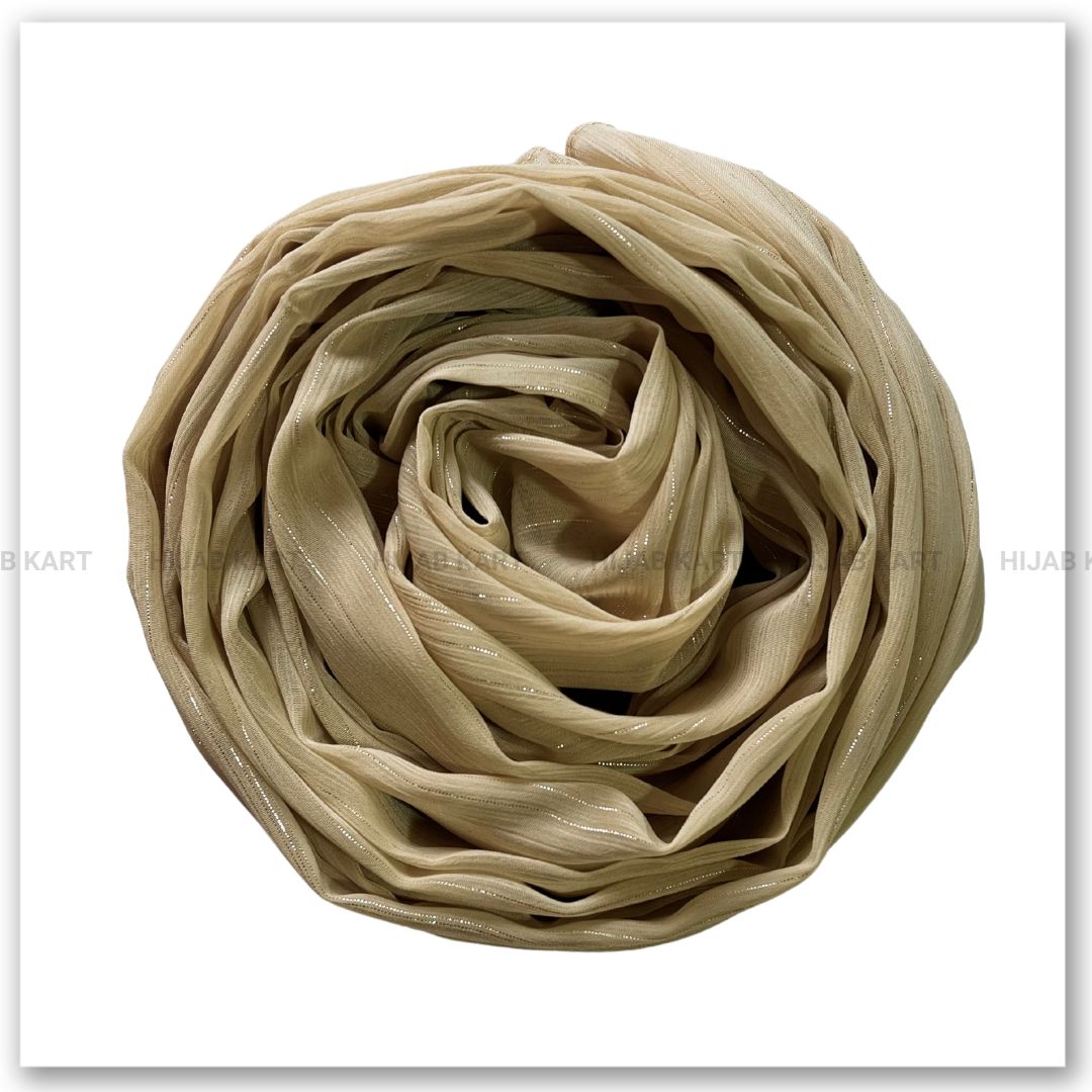 Georgette Shimmer Line Hijab- Pale Gold
