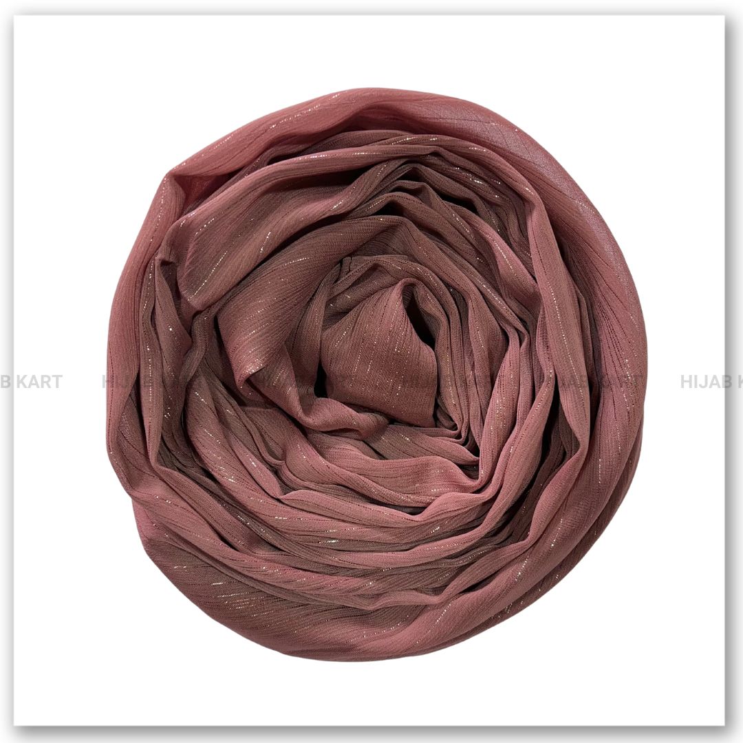 Georgette Shimmer Line Hijab- Rosewood