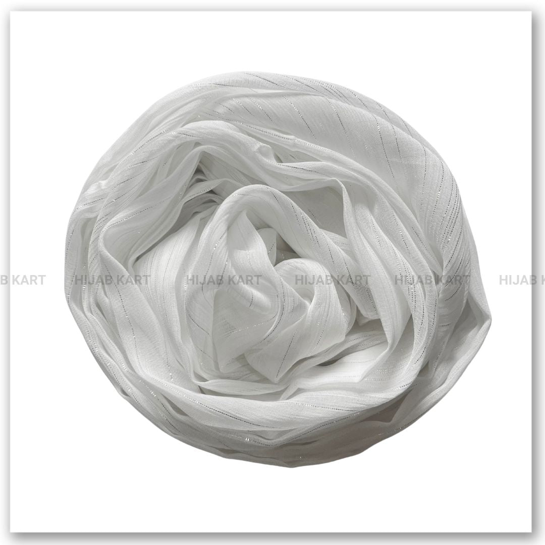 Georgette Shimmer Line Hijab- Snow White