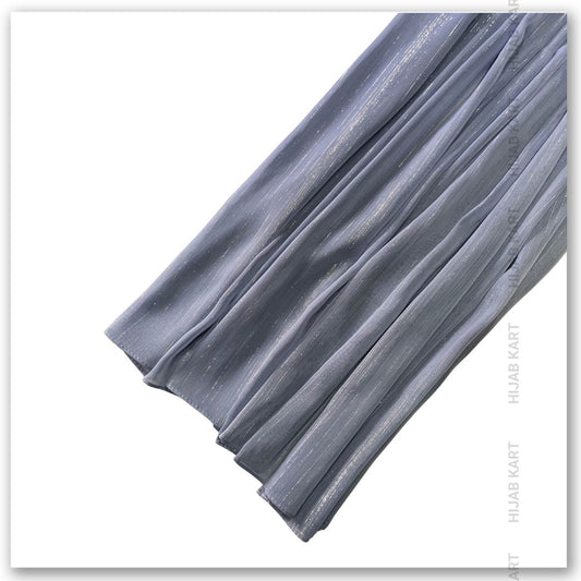 Georgette Shimmer Line Hijab- Blue Grey