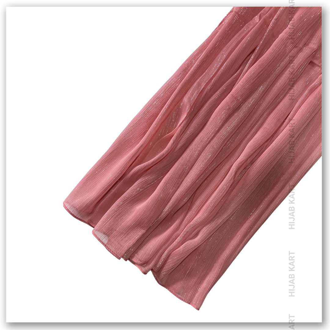 Georgette Shimmer Line Hijab- Coral