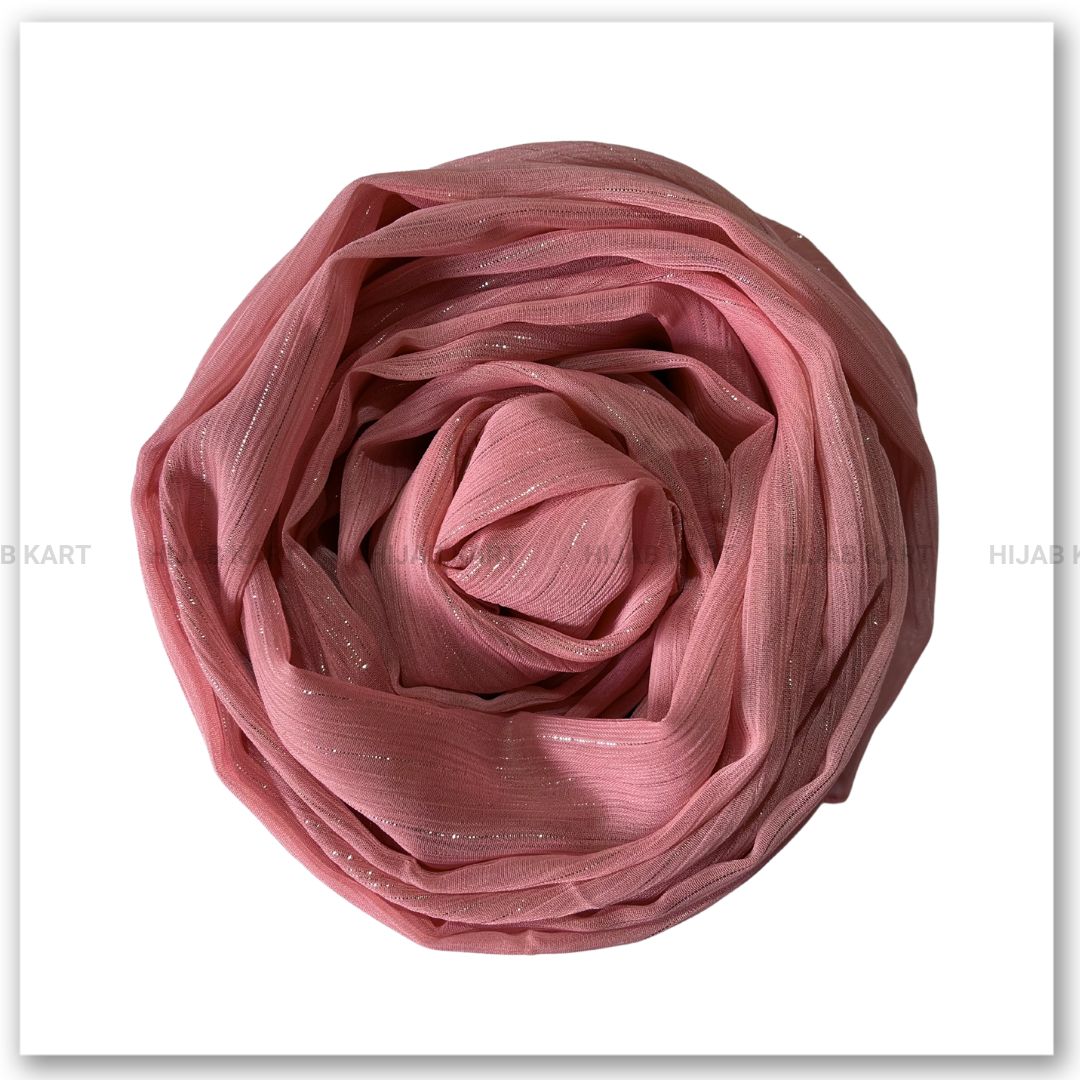 Georgette Shimmer Line Hijab- Coral