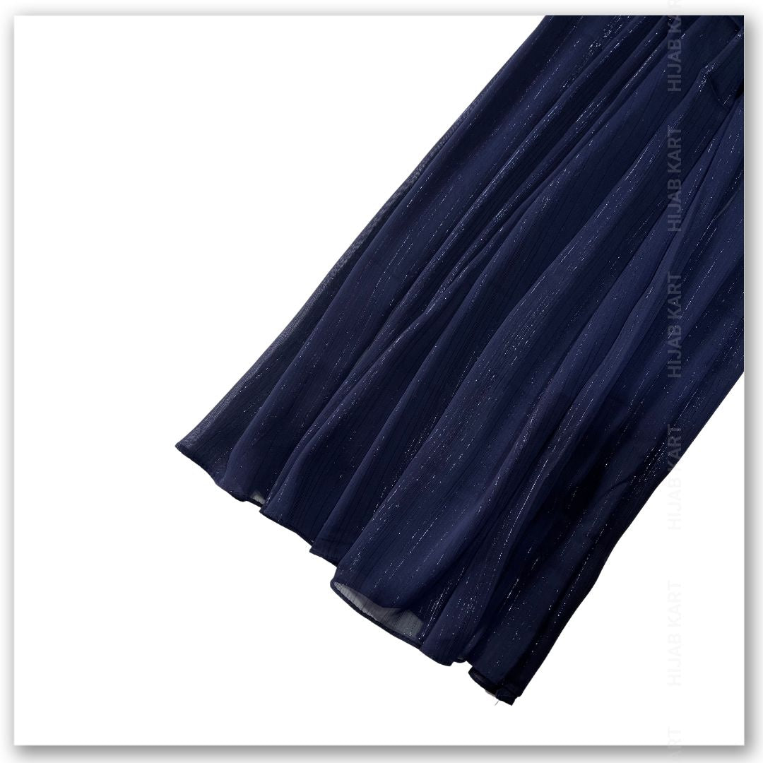 Georgette Shimmer Line Hijab- Navy Blue