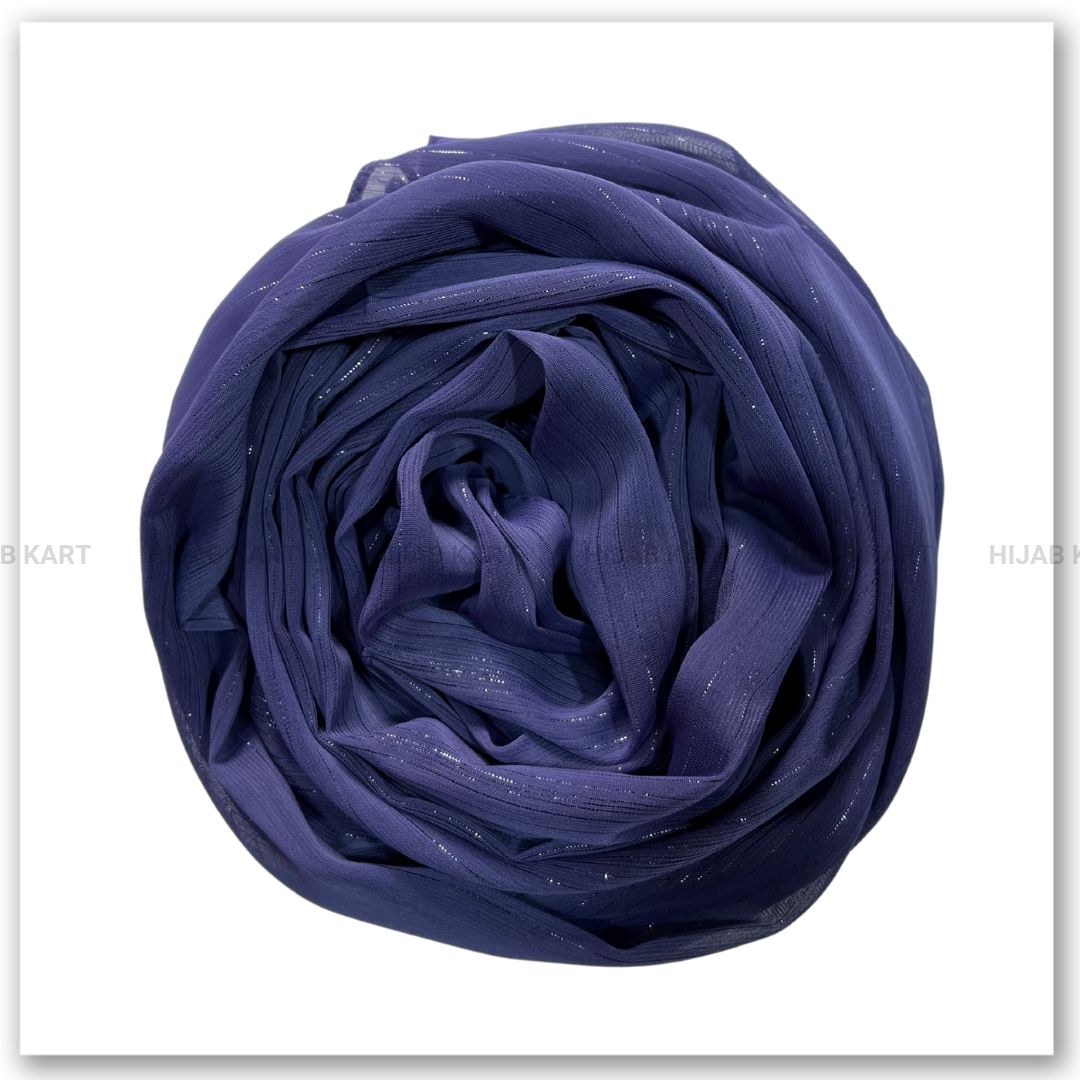 Georgette Shimmer Line Hijab- Royal Blue