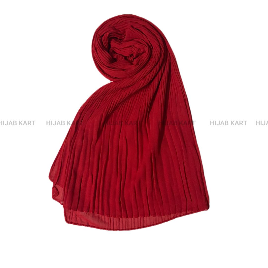 Half-Pleated Ribbed Chiffon Hijab