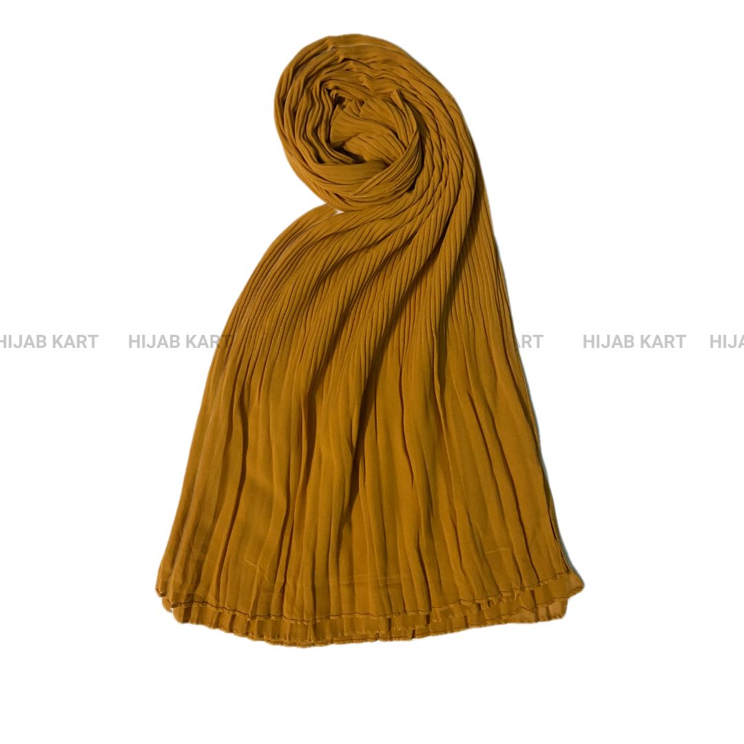Half-Pleated Ribbed Chiffon Hijab